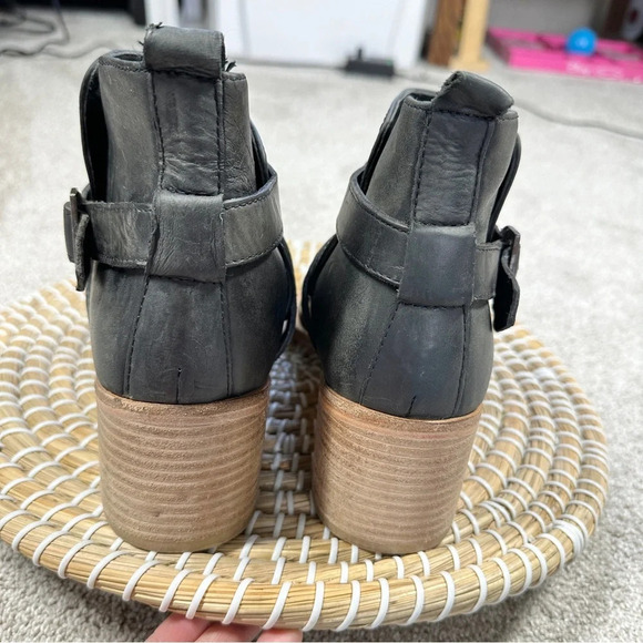 Free People Back Loop Ankle Cowboy Boots Pointed Toe Washed Black Western 40 - Picture 6 of 16